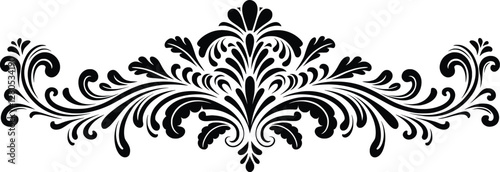 Vintage damask baroque ornament with floral retro antique style. Acanthus pattern foliage swirl design element wedding decoration. Isolated on white background.