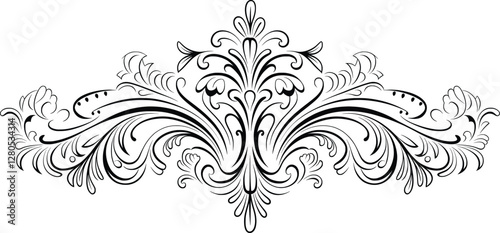 Adobe IllustratorVintage damask baroque ornament with floral retro antique style. Acanthus pattern foliage swirl design element wedding decoration. Isolated on white background.Artwork