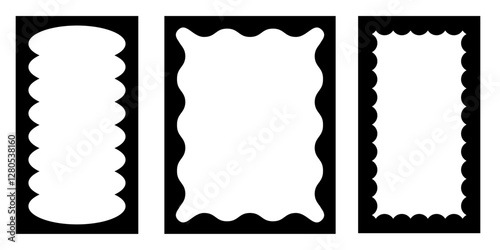 Hand drawn lace inner scalloped frames. Square, round and rectangle scalloped frames