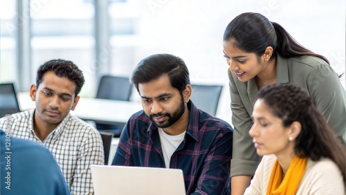 Indian Student Team Brainstorming at Conference
