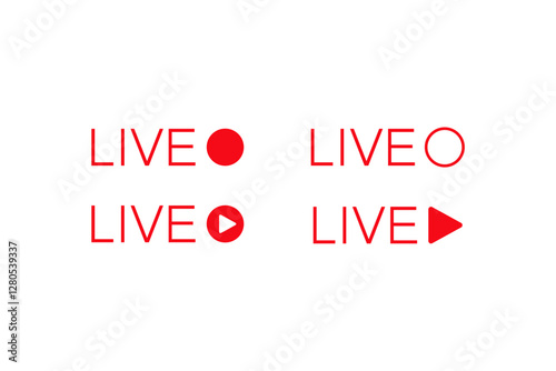 Live Streaming Icons in Red Design Vector