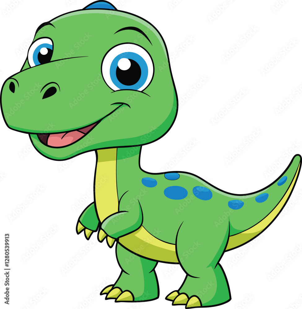 Fototapeta premium baby dinosaur, expressive eyes and playful demeanor.