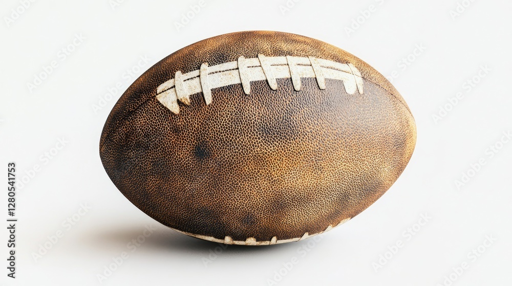 Fototapeta premium High-resolution image of a rugby ball, neutral lighting, realistic shading, and soft textures on a clean white background.