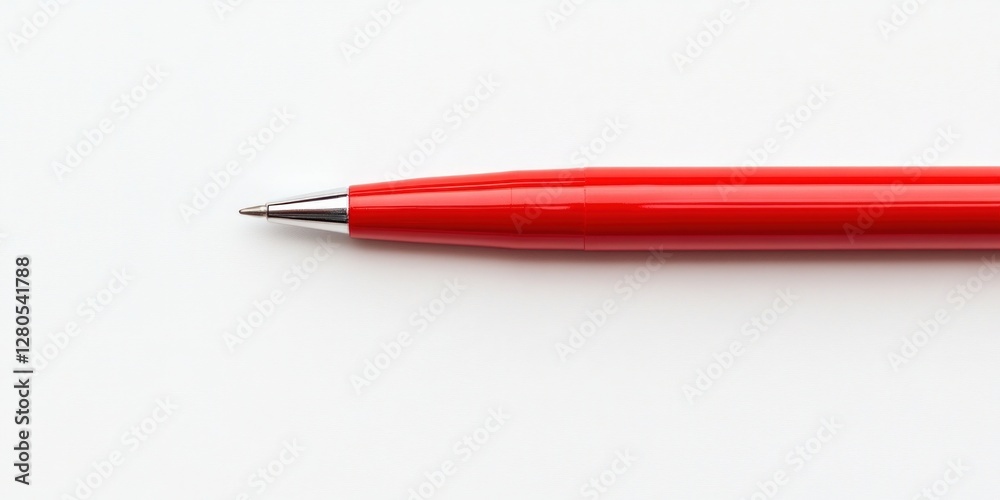 Red Ballpoint Pen Lying on White Background for Professional Use Red Ballpoint Pen Lying on White Background for Professional Use