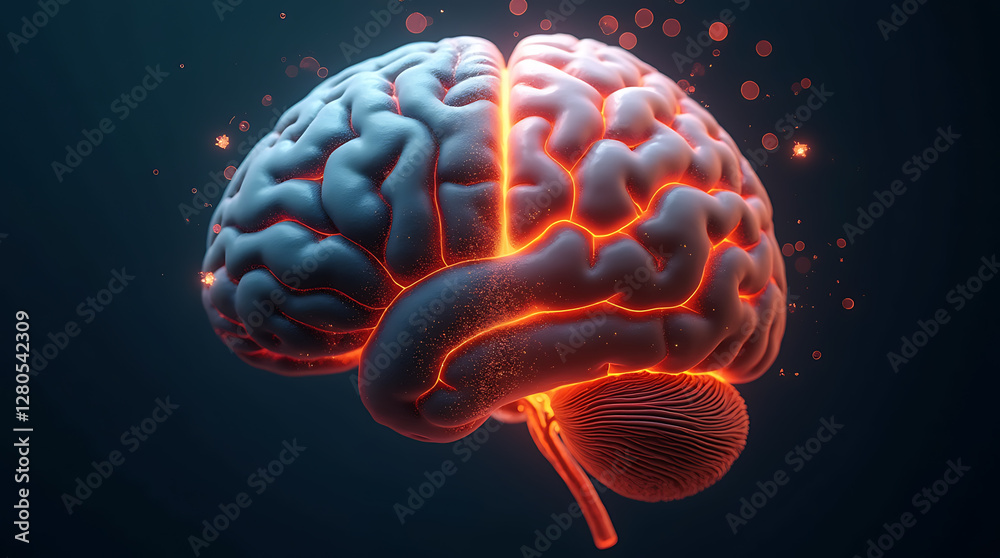 Obraz premium A Close-Up Top-Down View of a Human Brain Divided into Two Halves