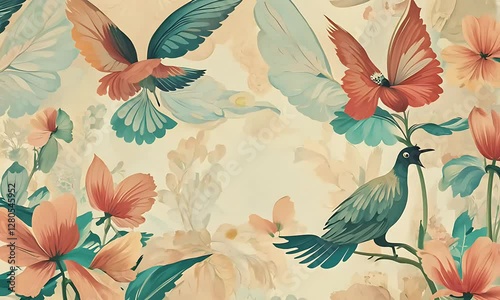 Floral & Bird Abstract Background Animation