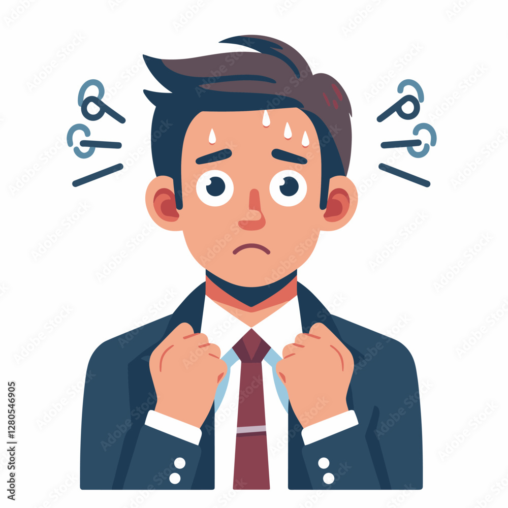 Worried Businessman Cartoon Illustration Anxiety Stress Worried Businessman Cartoon Illustration Anxiety Stress