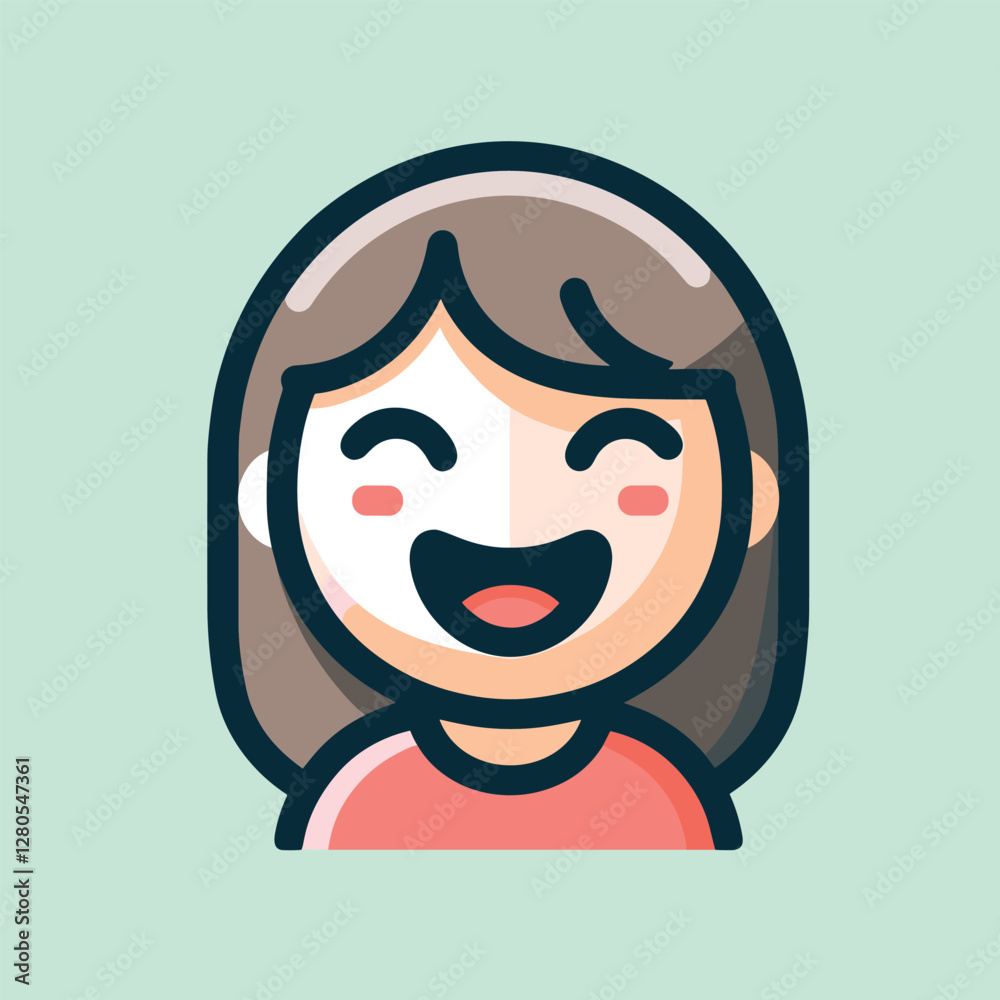 Cheerful Female Avatar Icon - Flat Illustration Cheerful Female Avatar Icon - Flat Illustration
