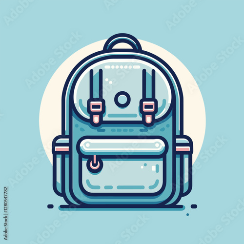 Stylish Blue Backpack Icon - Modern Vector Design