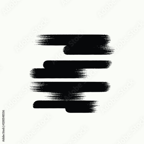 Abstract Black Brush Strokes on Light Background - Minimalist Flat Illustration