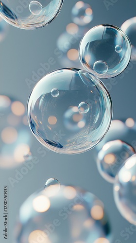Floating Soap Bubbles Create Mesmerizing Reflections in a Tranquil Indoor Set...