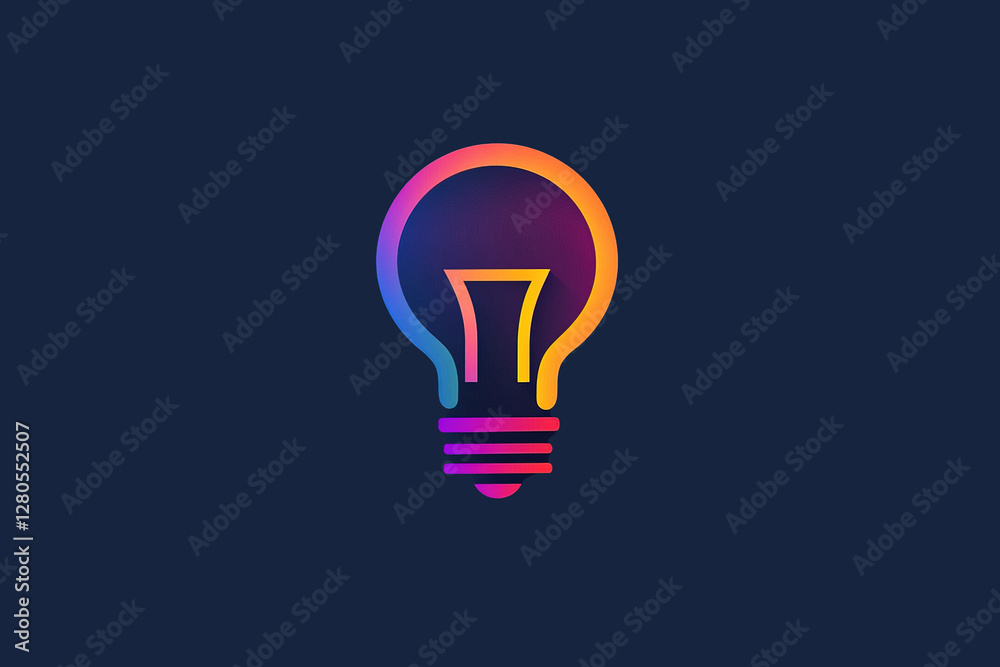 Bright light bulb design with vibrant colors on dark background Bright light bulb design with vibrant colors on dark background