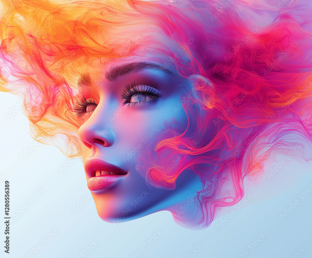 abstract human head with rainbow abstract human head with rainbow