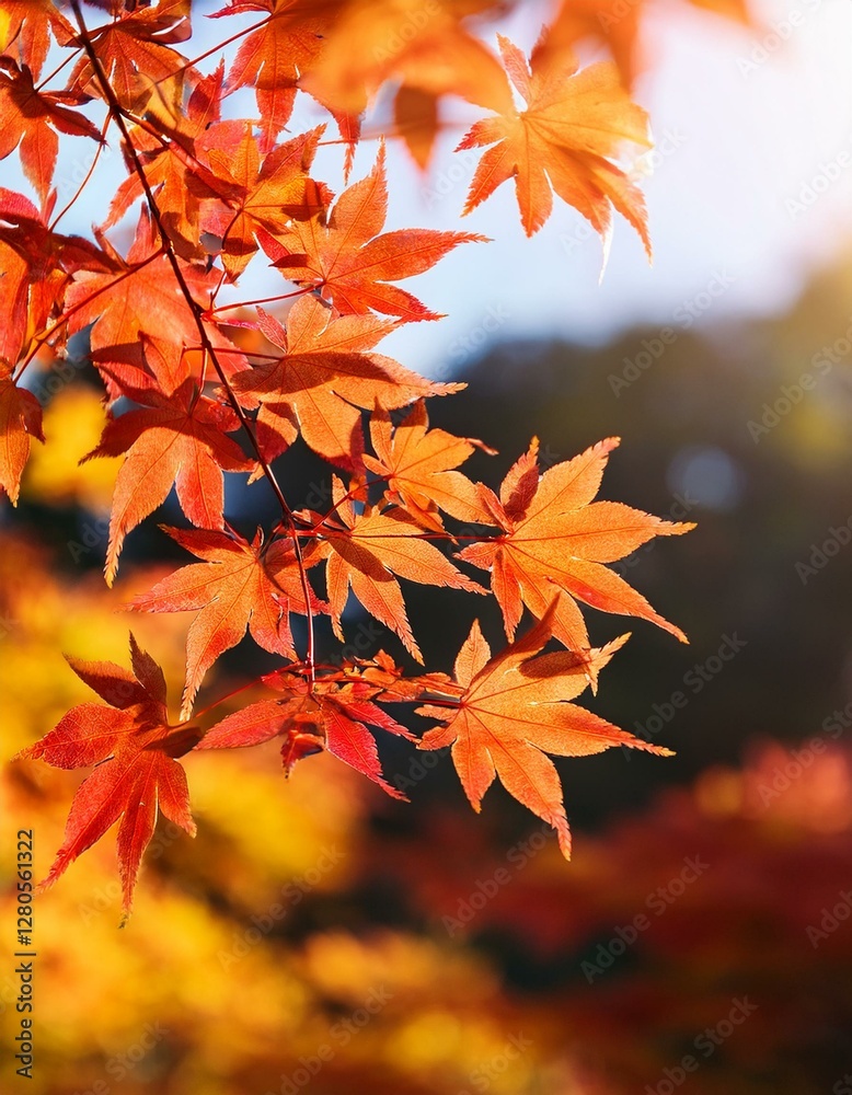 Beautiful maple leaves in autumn sunny day in foreground and blurry background No people, close up, copy space, macro shot. Beautiful maple leaves in autumn sunny day in foreground and blurry background No people, close up, copy space, macro shot.