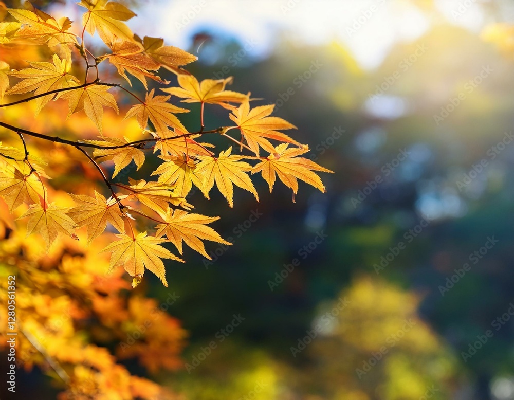 Beautiful maple leaves in autumn sunny day in foreground and blurry background No people, close up, copy space, macro shot. Beautiful maple leaves in autumn sunny day in foreground and blurry background No people, close up, copy space, macro shot.