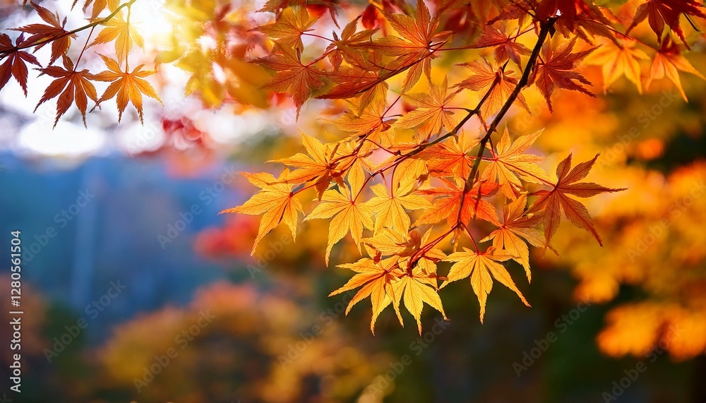 Beautiful maple leaves in autumn sunny day in foreground and blurry background No people, close up, copy space, macro shot. Beautiful maple leaves in autumn sunny day in foreground and blurry background No people, close up, copy space, macro shot.