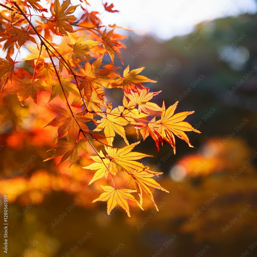 Beautiful maple leaves in autumn sunny day in foreground and blurry background No people, close up, copy space, macro shot. Beautiful maple leaves in autumn sunny day in foreground and blurry background No people, close up, copy space, macro shot.