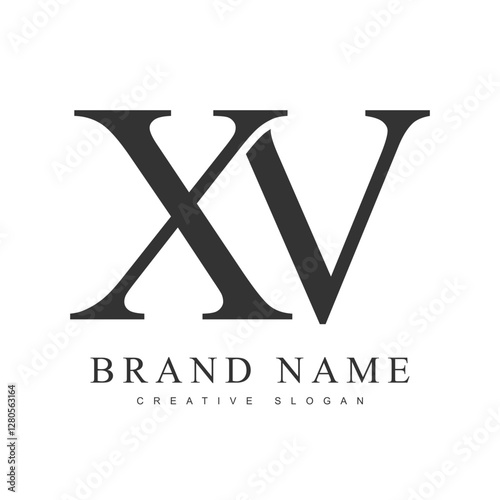 XV trendy logotype template. Initial letter x and v classic font style. Creative logo for company name or identity.