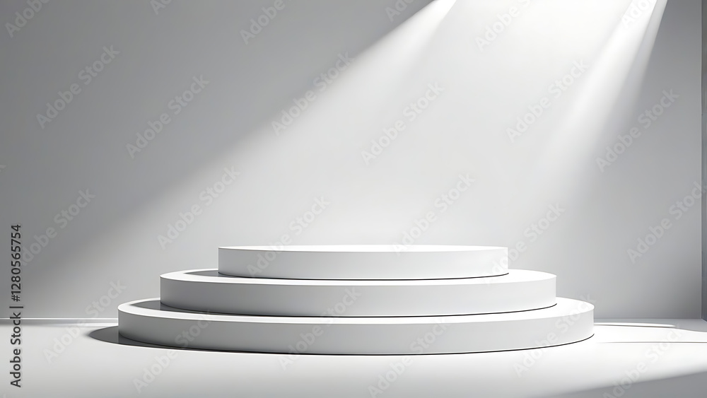 Obraz premium white podium with spotlights