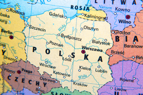 Obraz na płótnie Poland on the map, borders.
w salonie