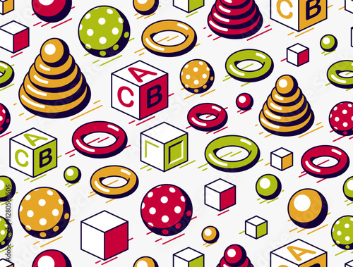 Toys seamless background, v...