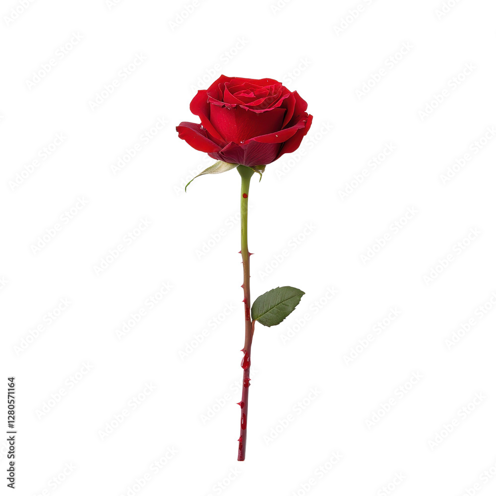 A Stunning Single Red Rose Displayed Elegantly on a Black Background for Dramatic Effect A Stunning Single Red Rose Displayed Elegantly on a Black Background for Dramatic Effect