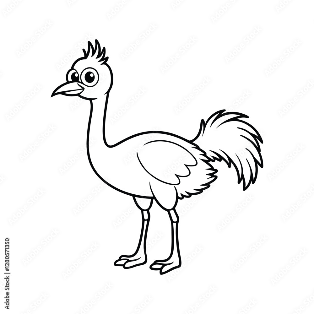 Obraz premium a line art illustration of an emu bird.