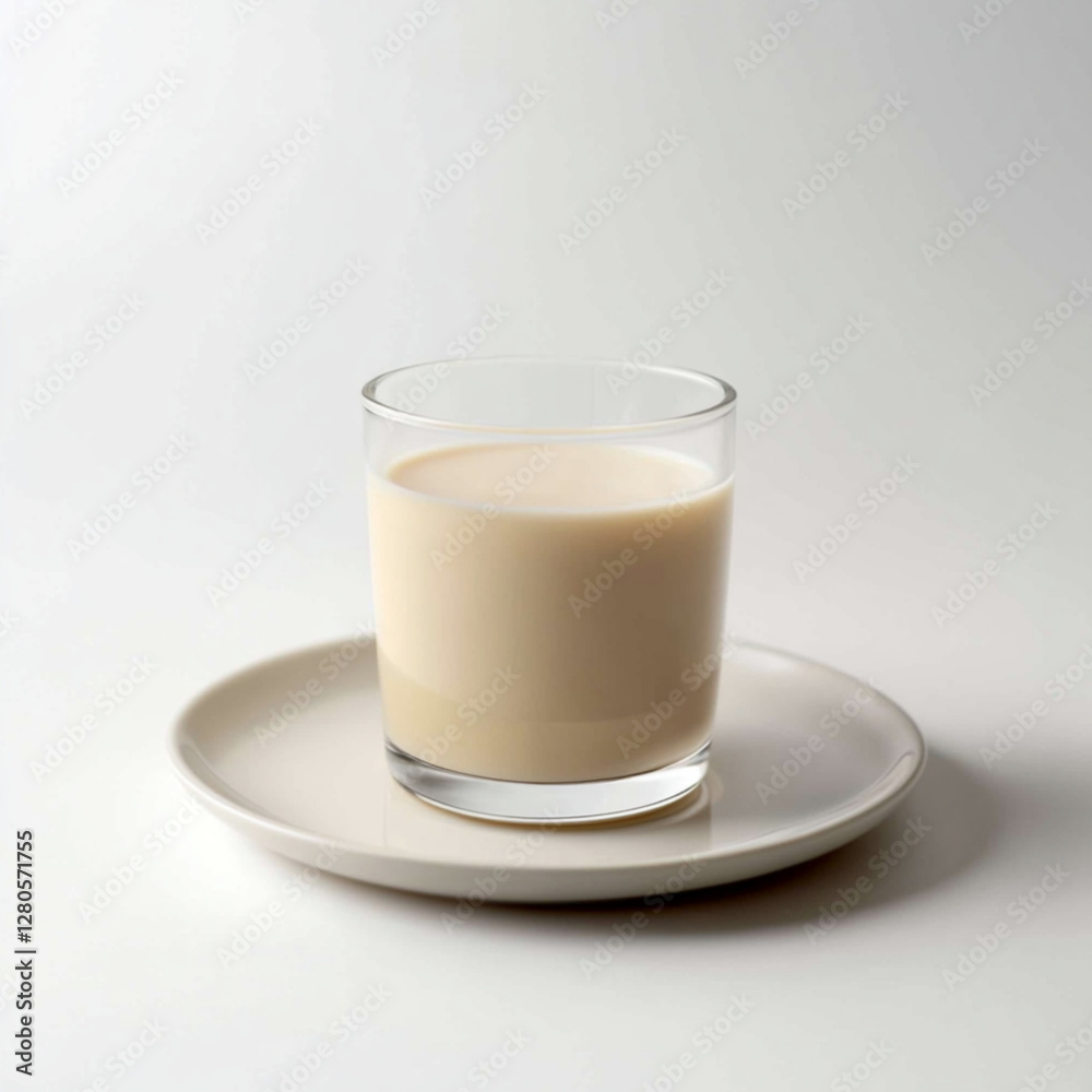 a professional studio front view photo of a glass of oat milk, on a flat pure white background. a professional studio front view photo of a glass of oat milk, on a flat pure white background.
