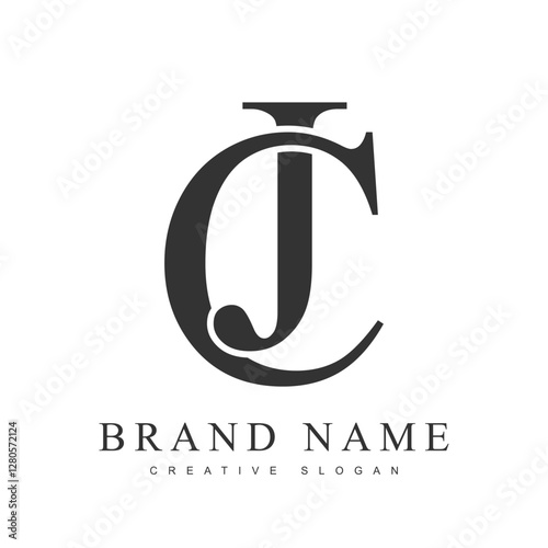 CJ trendy logotype template. Initial letter c and j classic font style. Creative logo for company name or identity.