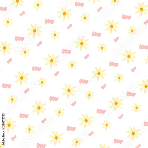 This cute flower pattern is painted with watercolors, giving it a soft and vibrant look