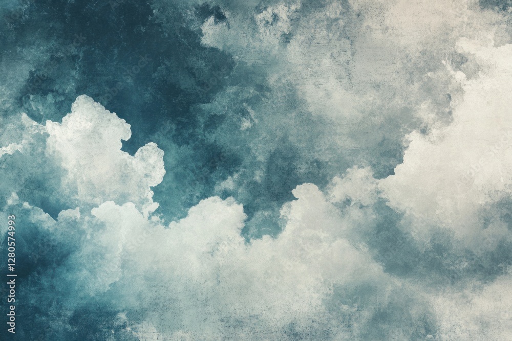 Obraz premium Abstract teal and white cloudy sky background texture.