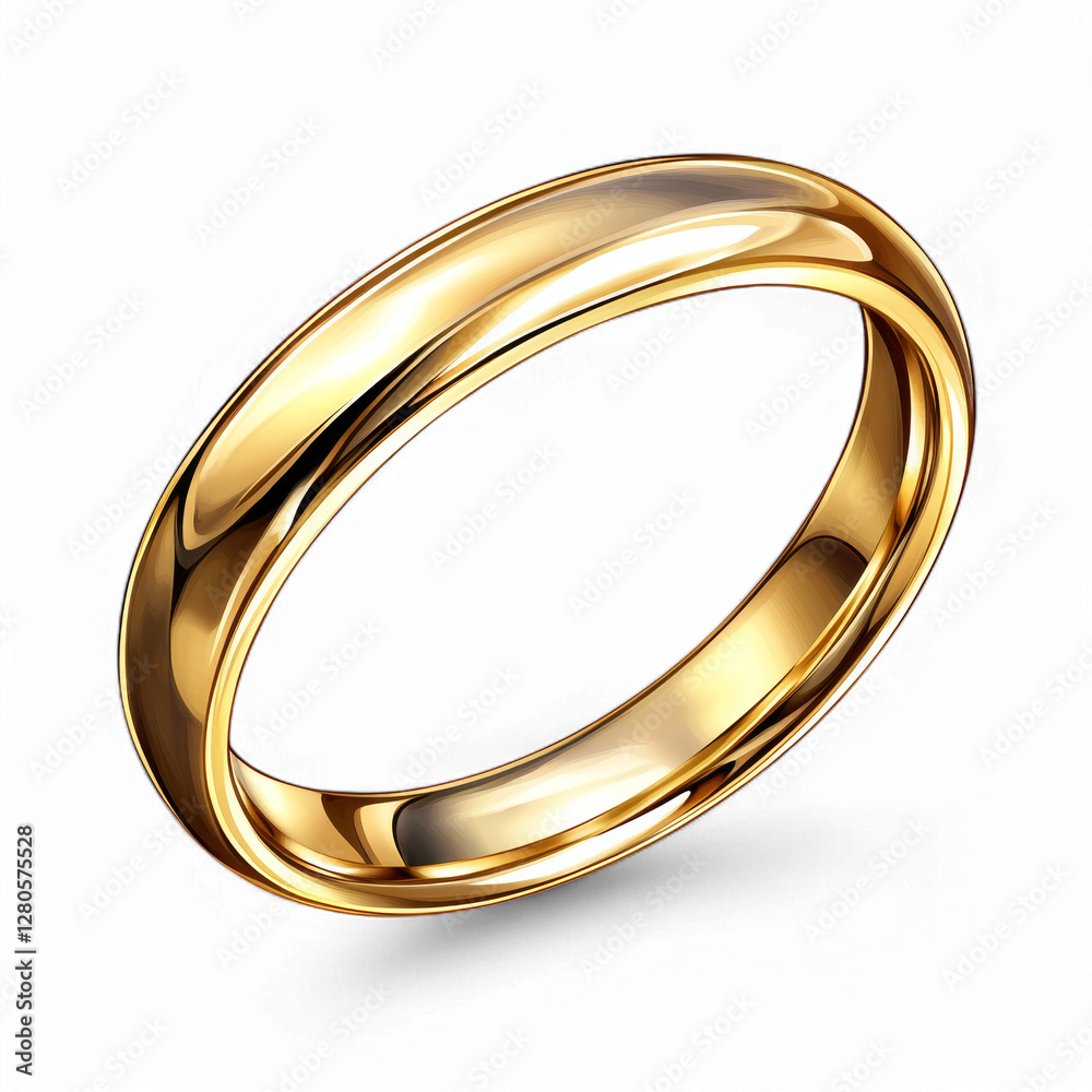 Elegant shiny gold ring with smooth polished band on transparent background Elegant shiny gold ring with smooth polished band on transparent background