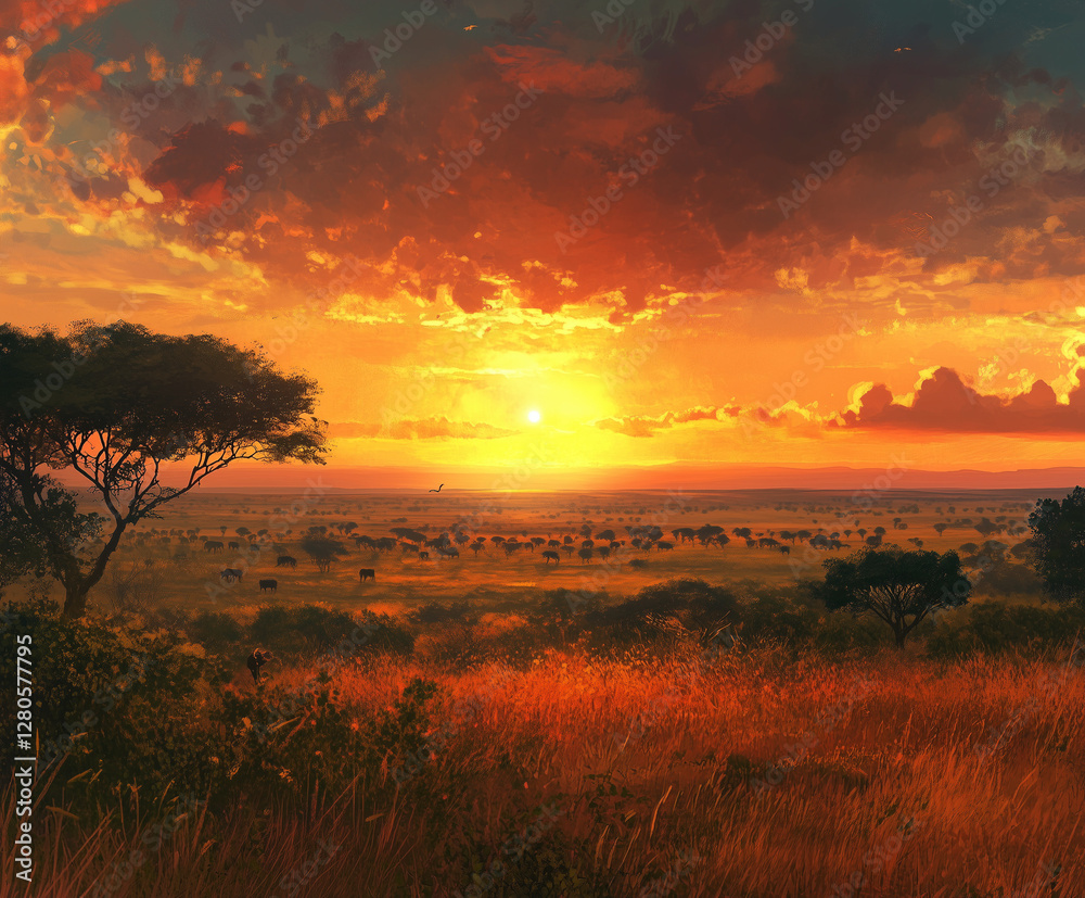 Obraz premium sunset over the lake