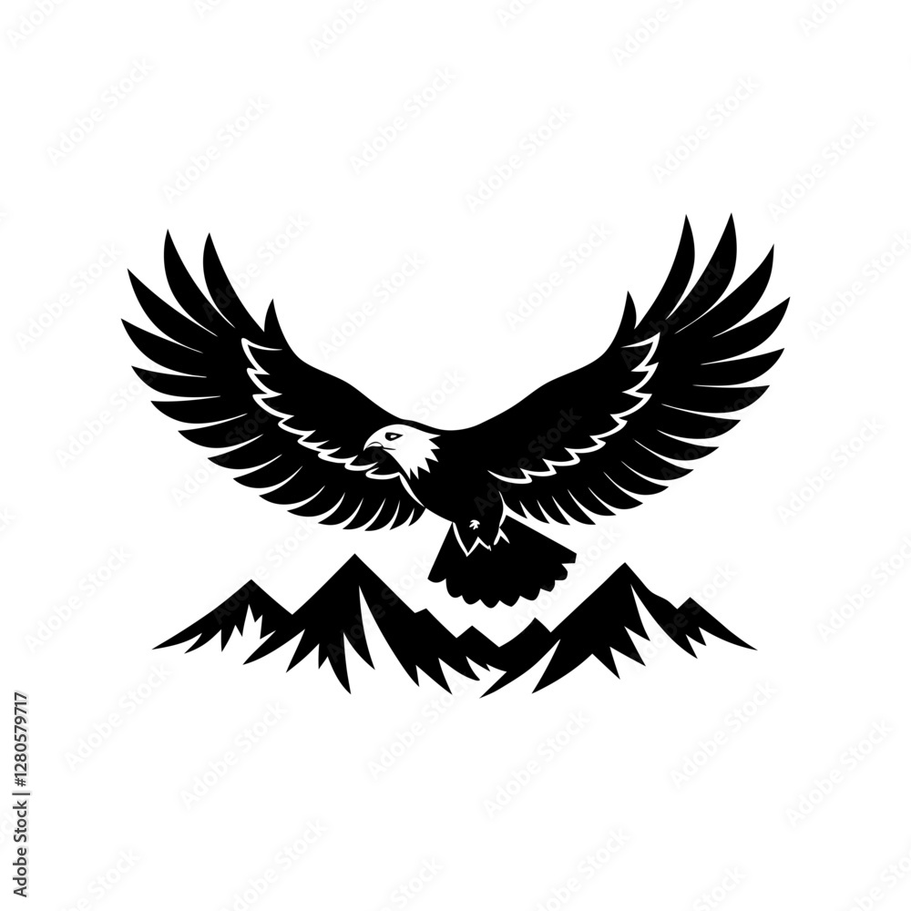 Obraz premium A majestic Eagle soaring over hills illustration