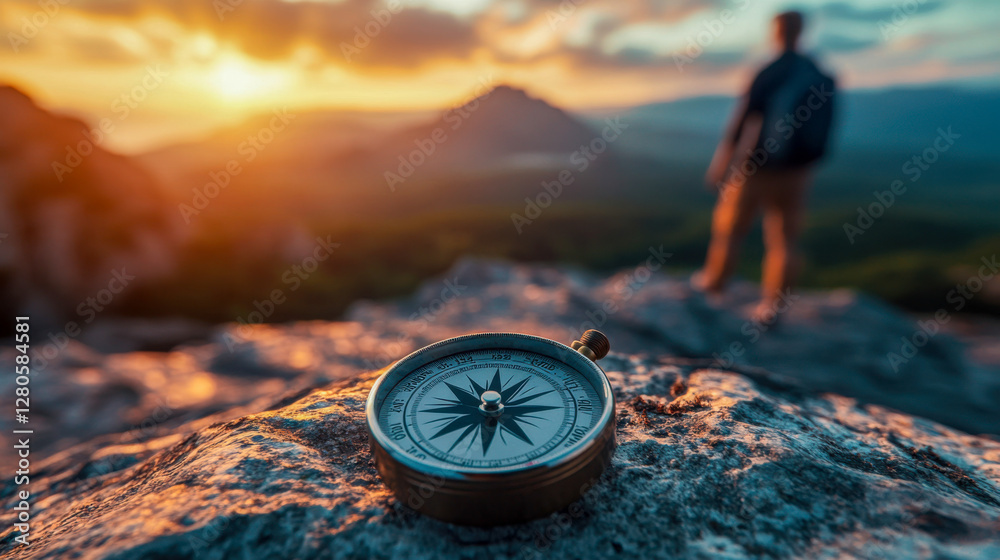 custom made wallpaper toronto digitalExploring a rocky landscape at sunset with a compass in the foreground guiding the way