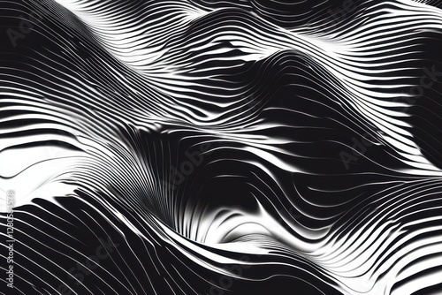 Obraz na płótnie monochromatic abstract wave pattern with glitch aesthetics, dynamic ripples and digital distortion creating a mesmerizing displacement effect, high contrast w salonie