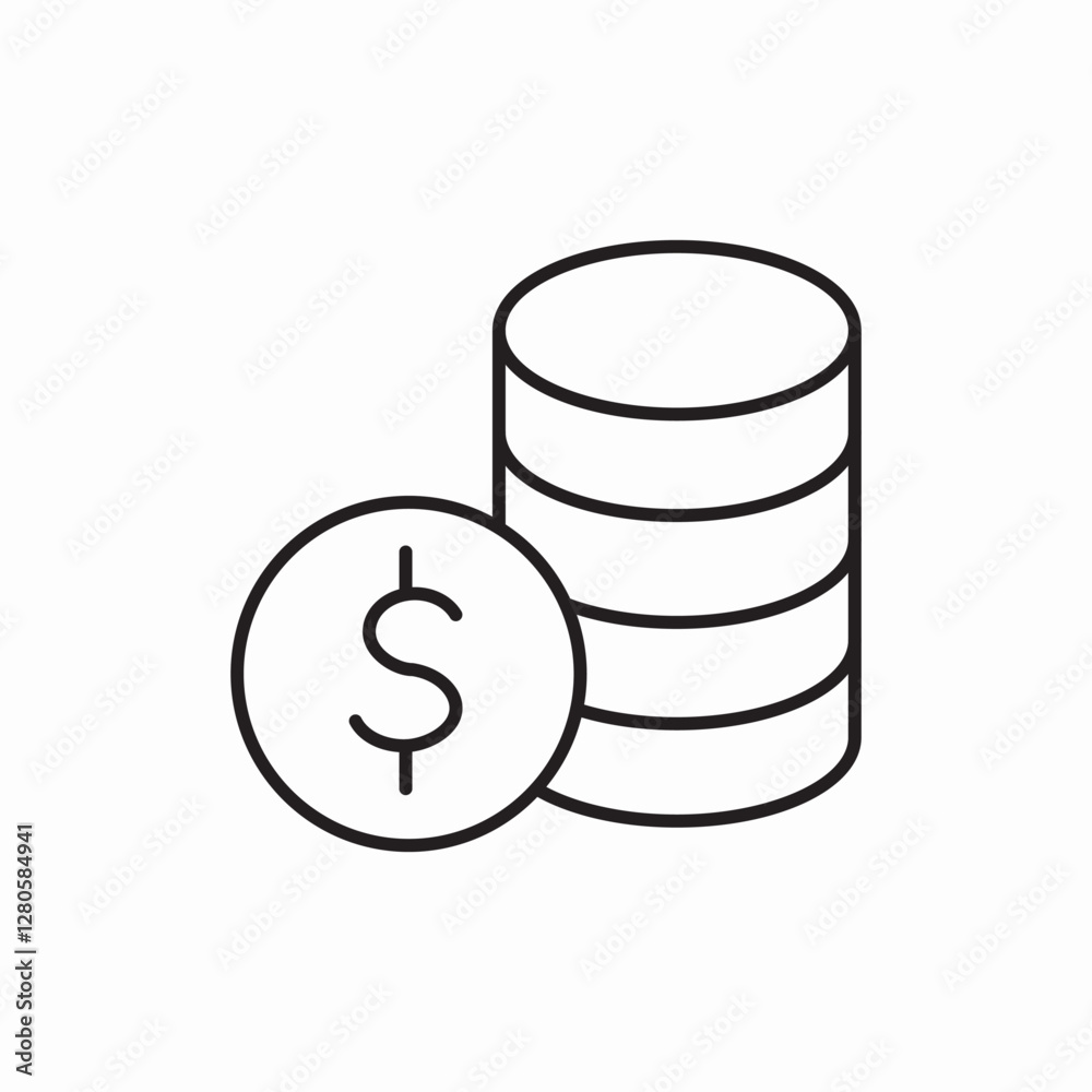money coins stack finance icon vector sign money coins stack finance icon vector sign