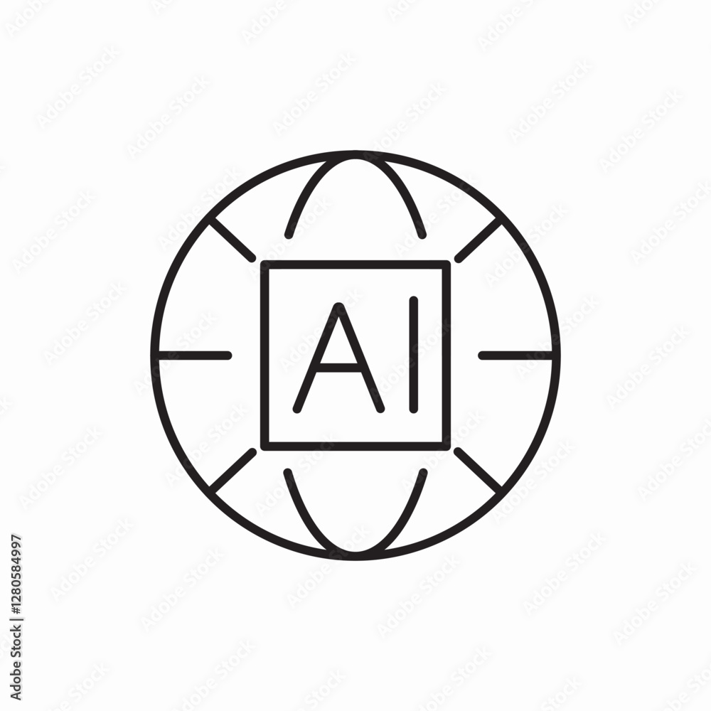 global artificial intelligence system icon vector sign global artificial intelligence system icon vector sign