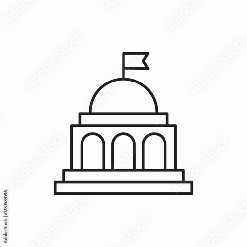 government building capitol dome icon vector sign