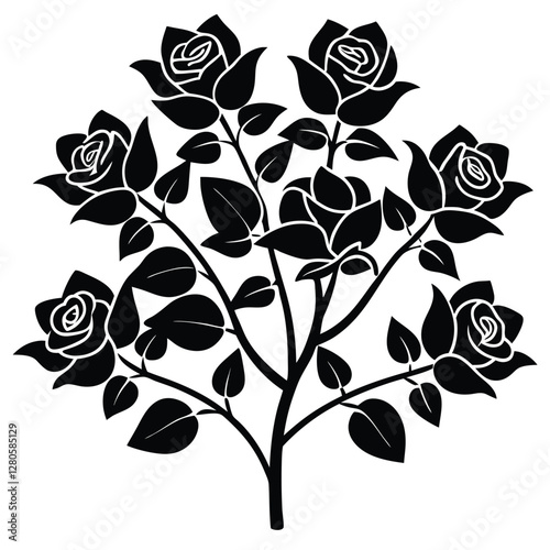 Rose bush icon vector on white background