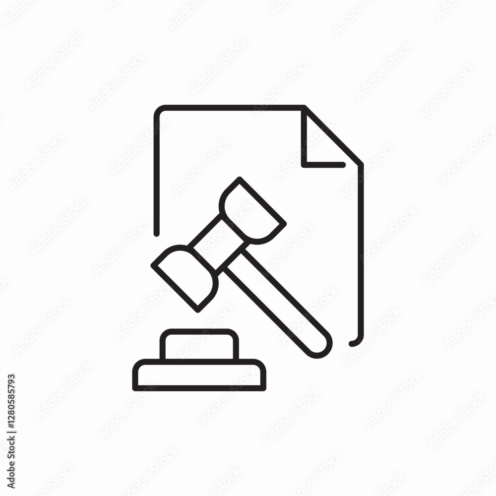legal document hammer justice icon vector sign legal document hammer justice icon vector sign
