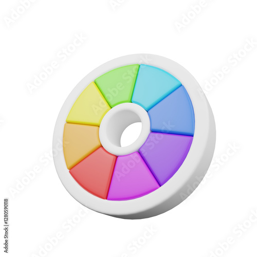 3D Illustration of a Color Wheel in Minimalist Style