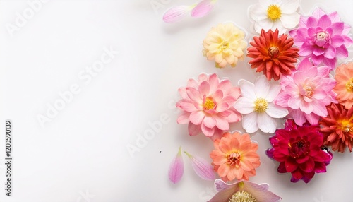 Wallpaper Mural 花 植物 春 夏 自然 白 背景 綺麗 可愛い ピンク 赤 黄色 紫 緑 花びら 満開 開花 季節 庭 Torontodigital.ca