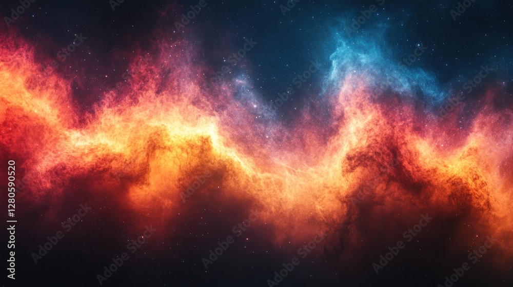 Naklejka premium Cosmic Nebulae; Fiery space clouds