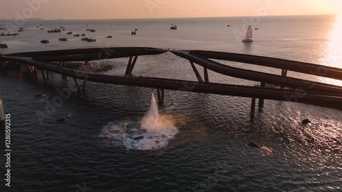 Exciting jet ski water show beneath bridge on Phu Quoc Island