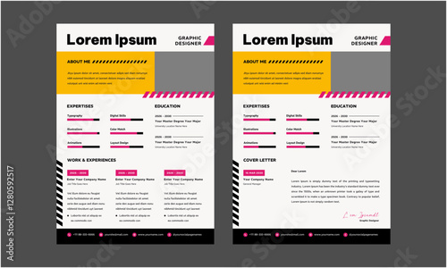 Resume CV. Professional modern and minimal resume CV, Clean and modern resume portfolio CV template