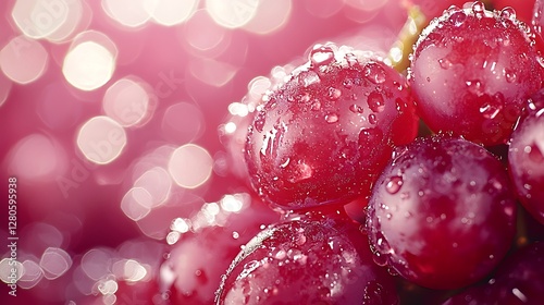 Close-up of wet grapes with bokeh background photo
