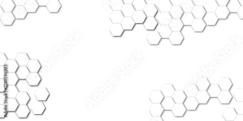 Abstract technology white geometric hexagon on transparent concept design honeycomb shape vector. 