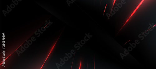 Futuristic digital neon motion lines technology background, glowing red lines innovation with black background for tech event poster or presentation business