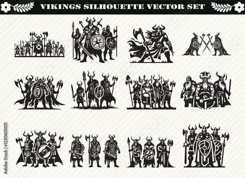 Black Viking Silhouette Illustration for Logos Prints and Design